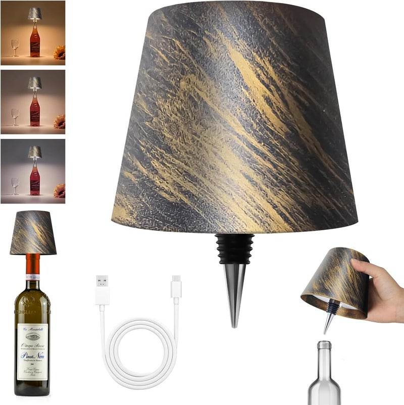 Hoide Store 2025 New Wireless Bottle Lamp - LED Bottle Lights for Liquor & Wine Bottles, Cordless Lampshade, Whiskey Bottle Top Light, Bottle Stopper Night Light Kit, Rechargeable 3-Tone Touch-Dimmable - Image 1